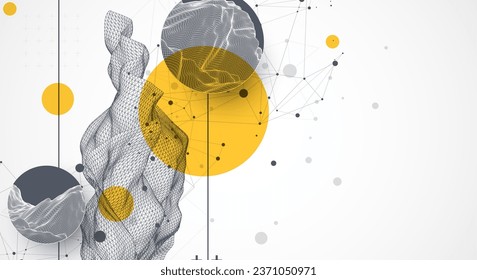 Trendy abstract wireframe background. Modern science or technology art elements. Surface illustration. Vector.