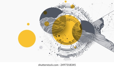 Trendy abstract wireframe background. Modern science or technology art elements. Surface illustration. Vector.