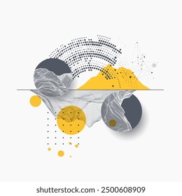 Fondo de alambre abstracto de moda. Elementos de arte de ciencia o tecnología moderna. Ilustración de superficie. Vector.