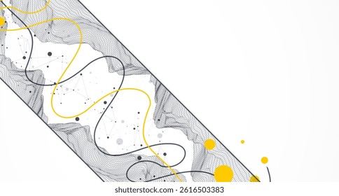 Trendy abstract wireframe background. Modern science or technology art elements. Surface illustration. Vector