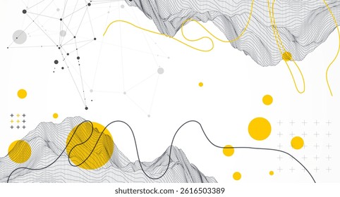 Trendy abstract wireframe background. Modern science or technology art elements. Surface illustration. Vector