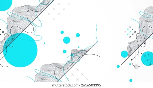 Trendy abstract wireframe background. Modern science or technology art elements. Surface illustration. Vector