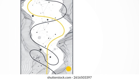 Trendy abstract wireframe background. Modern science or technology art elements. Surface illustration. Vector