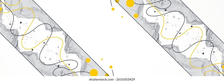 Trendy abstract wireframe background. Modern science or technology art elements. Surface illustration. Vector