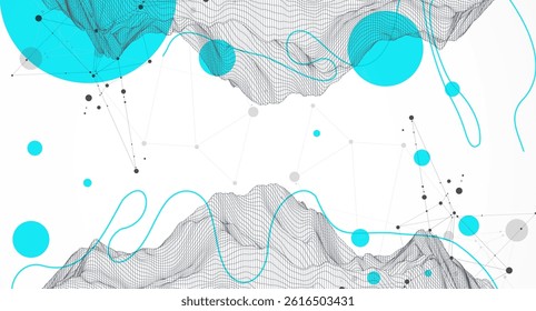 Trendy abstract wireframe background. Modern science or technology art elements. Surface illustration. Vector