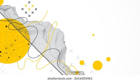 Trendy abstract wireframe background. Modern science or technology art elements. Surface illustration. Vector