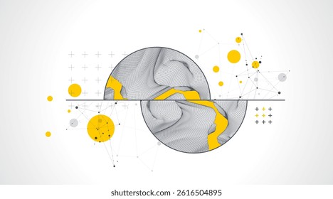 Trendy abstract wireframe background. Modern science or technology art elements. Surface illustration.