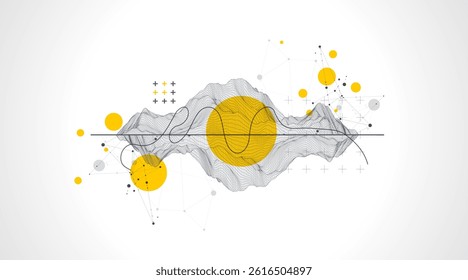 Trendy abstract wireframe background. Modern science or technology art elements. Surface illustration.