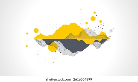 Trendy abstract wireframe background. Modern science or technology art elements. Surface illustration.