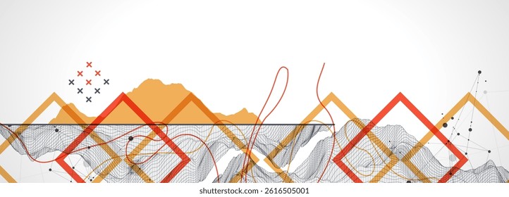 Trendy abstract wireframe background. Modern science or technology art elements. Surface illustration.