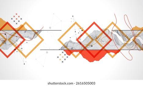 Trendy abstract wireframe background. Modern science or technology art elements. Surface illustration.