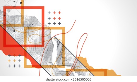 Trendy abstract wireframe background. Modern science or technology art elements. Surface illustration.