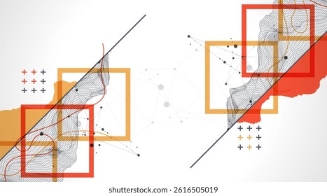 Trendy abstract wireframe background. Modern science or technology art elements. Surface illustration.
