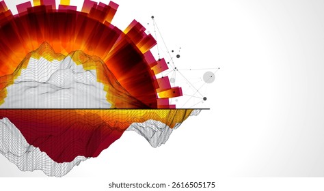 Trendy abstract wireframe background. Modern science or technology art elements. Surface illustration.