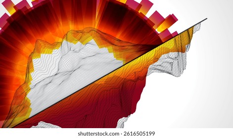 Trendy abstract wireframe background. Modern science or technology art elements. Surface illustration.