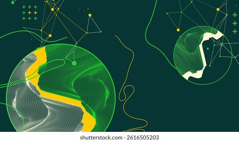 Trendy abstract wireframe background. Modern science or technology art elements. Surface illustration inside circles