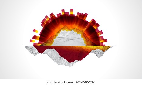 Trendy abstract wireframe background. Modern science or technology art elements. Surface illustration.