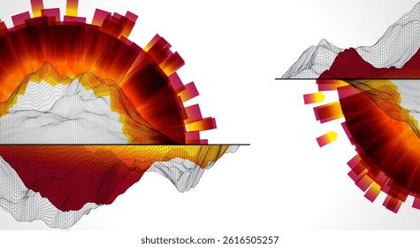 Trendy abstract wireframe background. Modern science or technology art elements. Surface illustration.