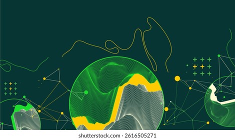 Trendy abstract wireframe background. Modern science or technology art elements. Surface illustration inside circles