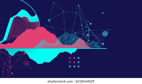 Trendy abstract wireframe background. Modern science or technology art elements. Surface illustration.