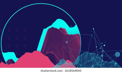 Trendy abstract wireframe background. Modern science or technology art elements. Surface illustration.