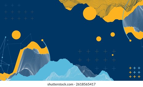 Trendy abstract wireframe background. Modern science or technology art elements. Surface illustration inside circles