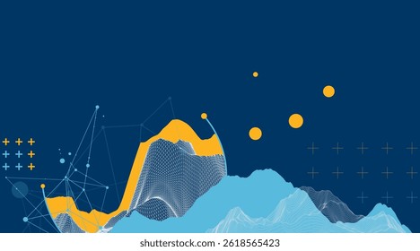 Trendy abstract wireframe background. Modern science or technology art elements. Surface illustration inside circles
