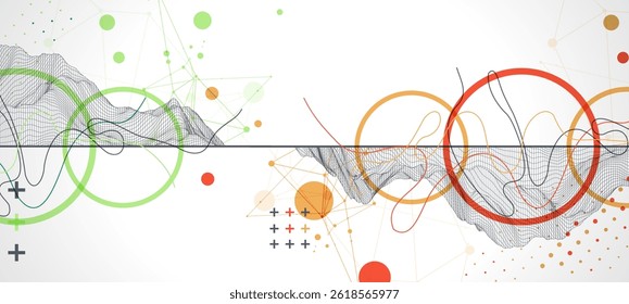 Trendy abstract wireframe background. Modern science or technology art elements. Surface illustration.