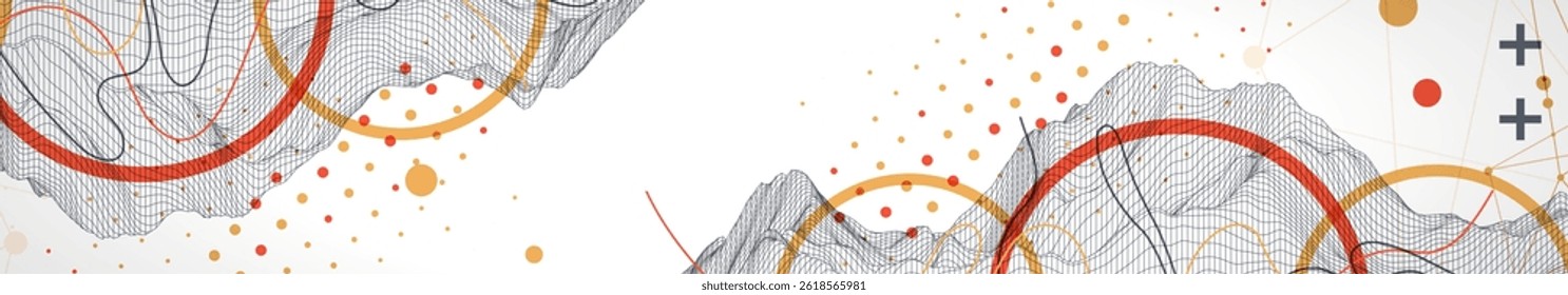 Trendy abstract wireframe background. Modern science or technology art elements. Surface illustration.
