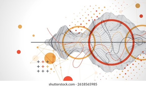 Trendy abstract wireframe background. Modern science or technology art elements. Surface illustration.