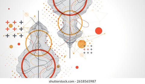 Trendy abstract wireframe background. Modern science or technology art elements. Surface illustration.