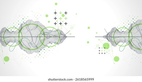 Trendy abstract wireframe background. Modern science or technology art elements. Surface illustration.