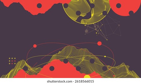 Trendy abstract wireframe background. Modern science or technology art elements. Surface illustration.