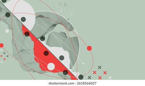 Trendy abstract wireframe background. Modern science or technology art elements. Surface illustration.
