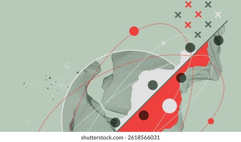 Trendy abstract wireframe background. Modern science or technology art elements. Surface illustration.
