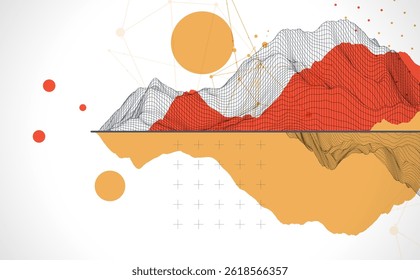 Trendy abstract wireframe background. Modern science or technology art elements. Surface illustration.