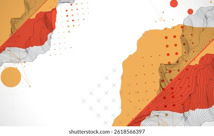 Trendy abstract wireframe background. Modern science or technology art elements. Surface illustration.