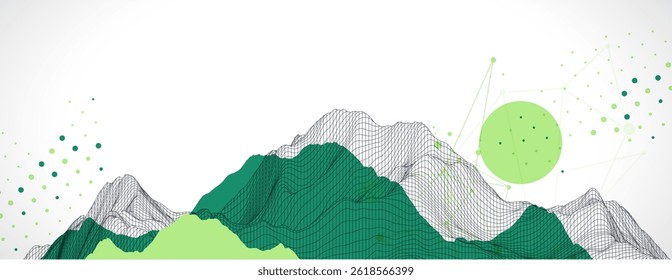 Trendy abstract wireframe background. Modern science or technology art elements. Surface illustration.