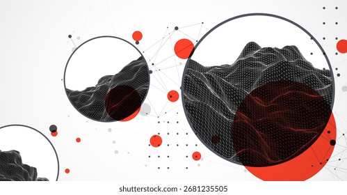 Fundo de wireframe abstrato moderno. Elementos de arte moderna de ciência ou tecnologia. Ilustração de superfície. Vetor.