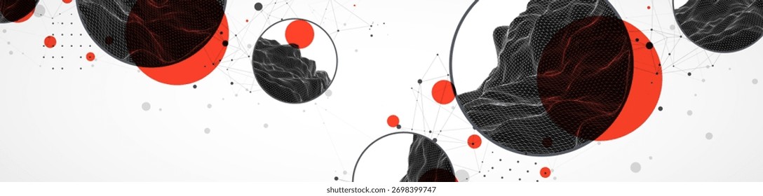 Fondo de alambre abstracto de moda. Elementos de arte de ciencia o tecnología moderna. Ilustración de superficie. Vector.