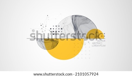 Trendy abstract wireframe background. Modern science or technology art elements. Surface illustration. Vector.