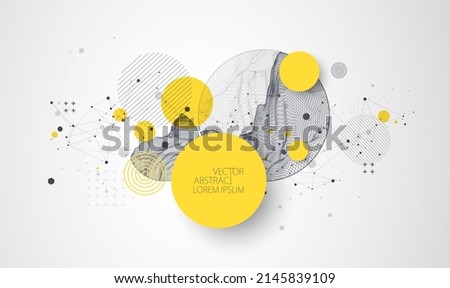Trendy abstract wireframe background. Modern science or technology art elements. Surface illustration. Vector.