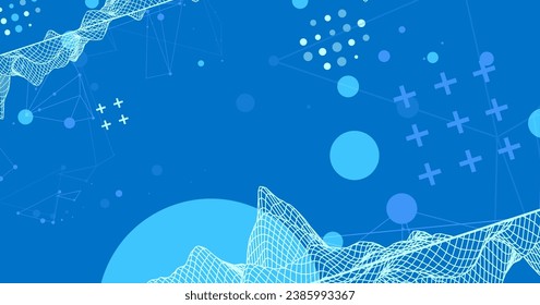 Trendy abstract wireframe mountain background. Modern science or technology art elements. Handmade vector illustration.