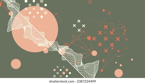 Trendy abstract wireframe mountain background. Modern science or technology art elements. Handmade vector illustration.