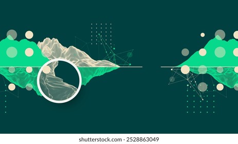 Trendy abstract wireframe mountain background. Modern science or technology art elements. Surface illustration. Vector hand drawn.