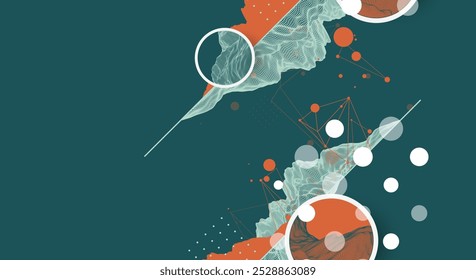 Trendy abstract wireframe mountain background. Modern science or technology art elements. Surface illustration. Vector hand drawn.