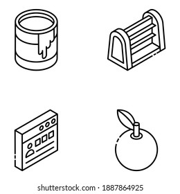 
Trendy Accessories Glyph Isometric Icons 