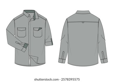 Trendy Adjustable Long Sleeve Casual Shirt Vector Illustration