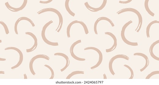 Trendy aesthetic abstract seamless pattern with geometric print. Minimalistic Organic brush stroke, ink texture. Simple design for wallpaper, textile, wrapping, packing, fabric, branding, decoration.