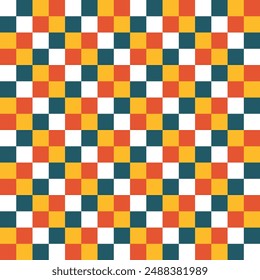 Trendy Aesthetic Rainbow Coloured Checker board Endless Pattern. Colorful Pop Retro Style Design Seamless Background. Printable for textile fabric Print, scrapbook, birthday party wrapping paper, etc